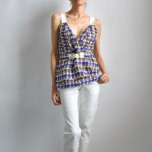 NWT CACHAREL Floral SILK Sleeveless TOP Sz 34